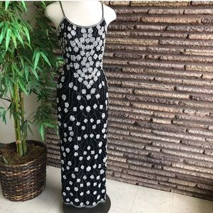 Beaded Floral Evening Dress